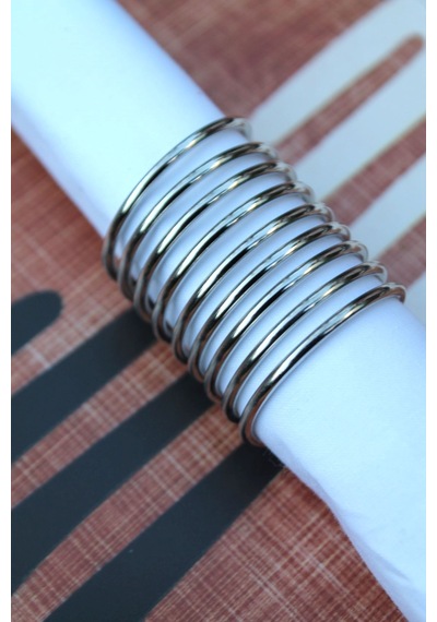 6 Adet Nine Twist Gümüş Çelik Peçete Halkası