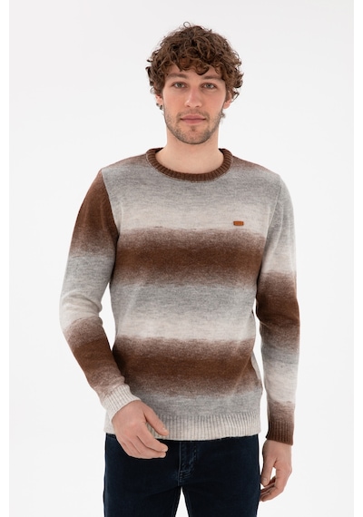 U.S. Polo Assn. Erkek Slim Fit Bisiklet Yaka Gri Melanj Kazak 50297082-VR086