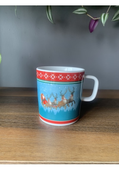 Yeni Yıl-noel Baba Geyik Model Tekli Kupa Çok Renkli