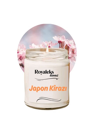 Doğal Özel Seri Kokulu Dekoratif Kavanoz Mum 210 Cc - Japon Kirazı Esansı - Ryl Çok Renkli