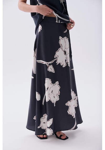 Mudo Kadın Kadın Lacivert Floral Desenli A Form Midi Etek 1267427