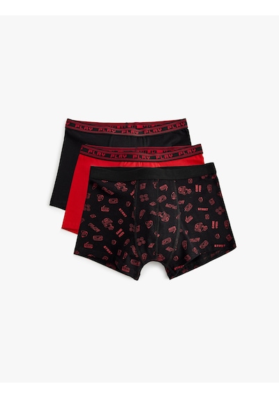 Koton 3'lü Boxer Seti Baskı Detaylı Çok Renkli Bordo 5wlm90087mk Bordo