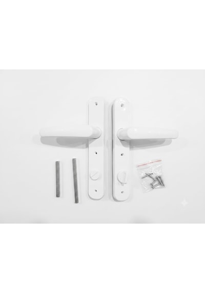 Tr Pvc Pimapen Banyo Wc Plastik Sac Destekli Kapı Kolu Takımı 2, Beyaz, Çevir Kilit