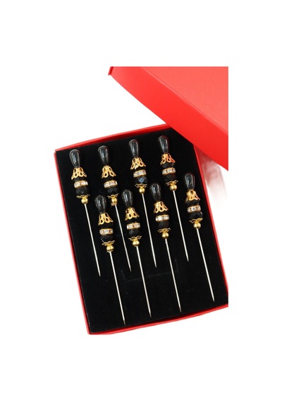 Numetal 8 Li Boncuklu Taşlı Eşarp İğnesi. Şal İğnesi. Türban İğnesi. Başörtü İğnesi. Eşarp Ve Şal İğnesi. Gümüş