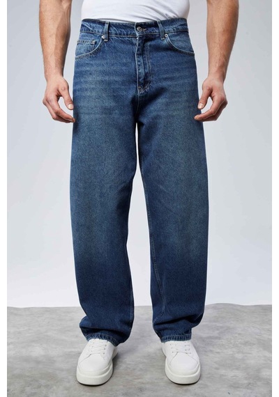 Cedy Denim Cedy Denım Yüksek Kalite Erkek Yüksek Bel Baggy Skater Jean Koyu Mavi