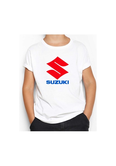Zepplin Giyim Suzuki Logo Text Beyaz Çocuk Tişört Beyaz
