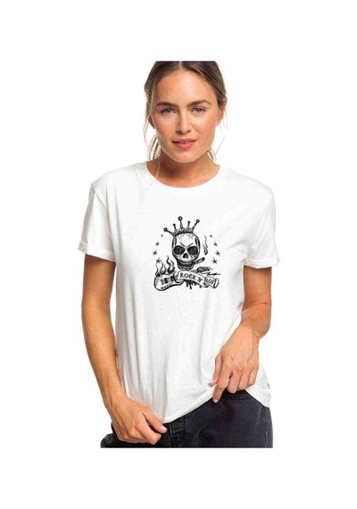 Rock'N Roll Baskılı Beyaz Kadın Tshirt (534305914)