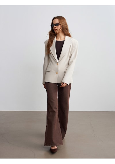 Dilvin 60787 Altın Düğmeli Blazer-taş Taş