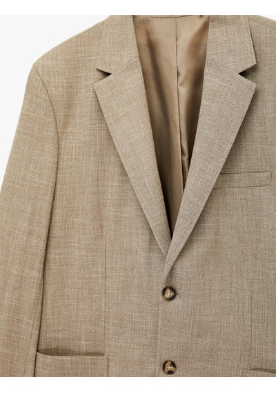 Koton Uzun Kollu Viskon Karışımlı Cepli Düğmeli Mono Yaka Slim Fit Blazer Ceket Kahverengi 6sam50006nw Koton Uzun Kollu Viskon Karışımlı Cepli Düğmeli Mono Yaka Slim Fit Blazer Ceket Kahverengi 6sam50006nw