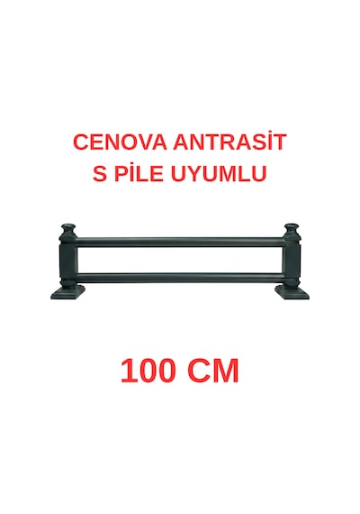 Cenova S Pile Ve Perde Düğmesi Uyumlu Çetray Çift Raylı Modern Ahşap Rustik Antrasit 100 Cm Antrasit