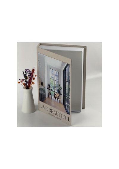 Bak Gel Al Kitap Görünümlü Dekoratif Kutu, Iskandinav Tarzı Kitap Şeklinde Saklama Kutusu, Ev Dekorasyonu, Modern Ev Dekorasyonu- Live Beautiful - Dvdktpkt008