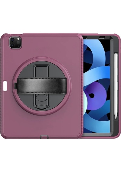 Apple Uyumlu,  iPad Pro 11 2018 Kılıf Hand Strap Tablet Kılıfı - Mürdüm