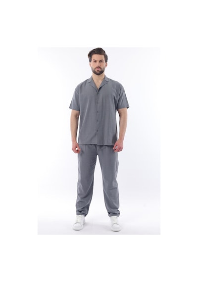 Madmext Füme Over Fit Erkek Gömlek Takım E7303 Füme