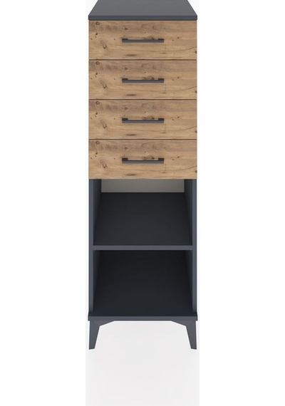 Hyperion Dolap Tek Raflı 4 Çekmeceli 44x44x134 Antrasit-çam Antrasit