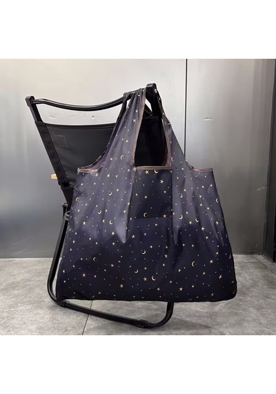 My Balli Store Büyük Boy Alışveriş Ve Pazar Çantası, Dayanıklı Polyester Omuz Tote Çanta Ay Desenli