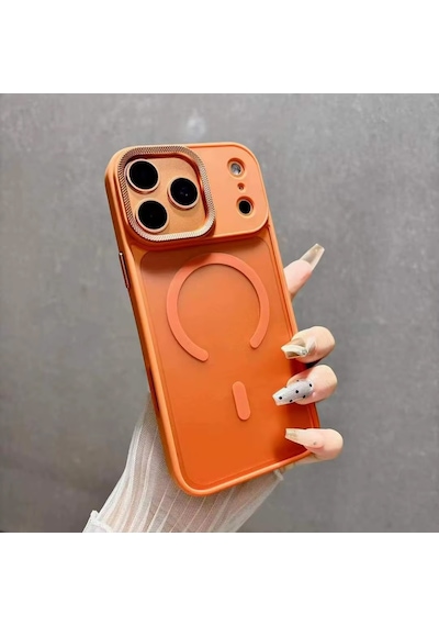 Fitcase Apple Uyumlu iPhone 17 Pro Kılıf Soft Mat Magsafe Kapak Turuncu