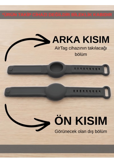 Beylini Airtag Yuvalı Bileklik Çocuk Yaşlı Alzahimer Demans  Bilekliği Boş Airtag Yuvalı Renkli Siyah