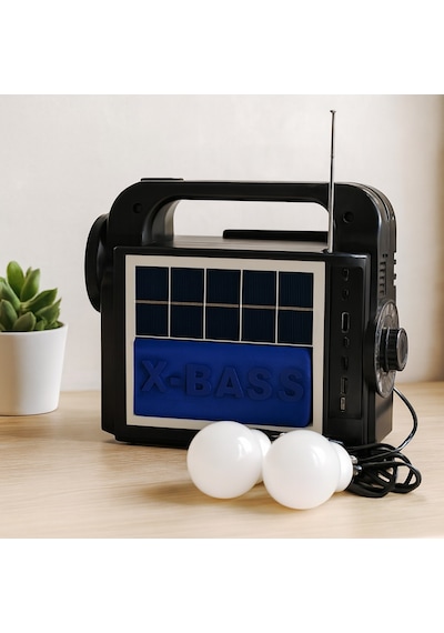 Solar 3'ü 1 Arada El Feneri Radyo Mp3 Bluetooth Powerbank