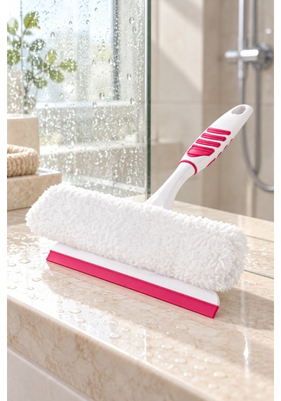 Softon Peluşlu Cam Sileceği 2 Si 1 Arada Bezli Cam Çekçek Çekpas Duşakabin Ve Pencere Temizleyici 19 Cm Beyaz-yeşil - 937064654