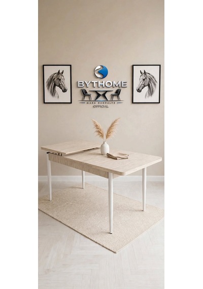Byt Home Mutfak Masası Açılabilir Masa 6 Kişilik Masa Ahşap Masa Metal Ayak Traverten Desen Byt Home Mutfak Masası Açılabilir Masa 6 Kişilik Masa Ahşap Masa Metal Ayak Traverten Desen