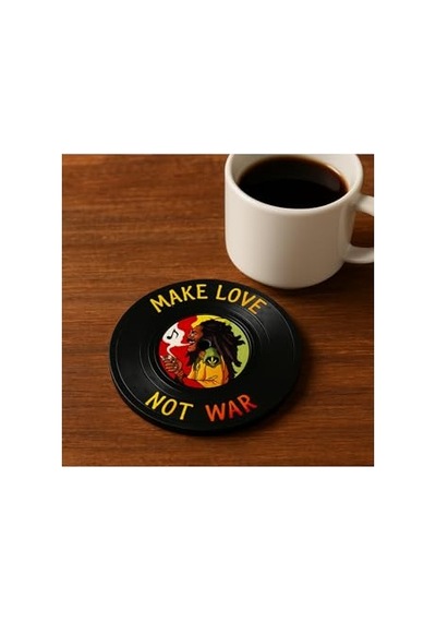 Bob Marley Make Love Not War Bardak Altlığı Retro Rasta Dekoratif Hediye, Bmar091204 124-Pembe