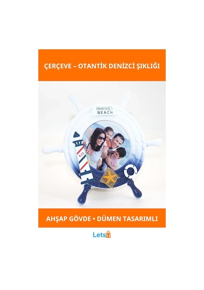 Ahşap Deniz Temalı Marin Dümenli Çerçeve