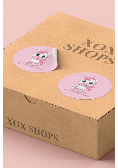Unicorn Thank You Support Pembe Sticker 3x3cm St2230 Çok Renkli
