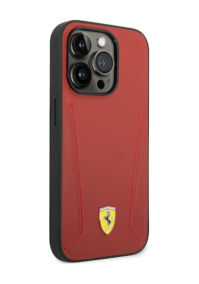 Apple iPhone Uyumlu 14 Pro Max Kılıf Ferrari M-safe Şarj Özellikli Deri Kenarları Damgalı Dizayn Kapak