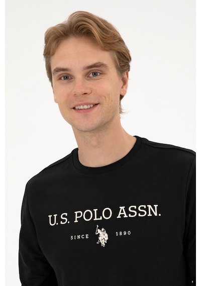 U.S. Polo Assn. Erkek Regular Fit Bisiklet Yaka Siyah İnce Basic Sweatshirt 50313743-VR046