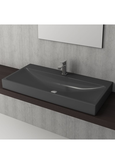 Bocchi Scala Tezgah Üstü Lavabo 100 CM Mat Antrasit