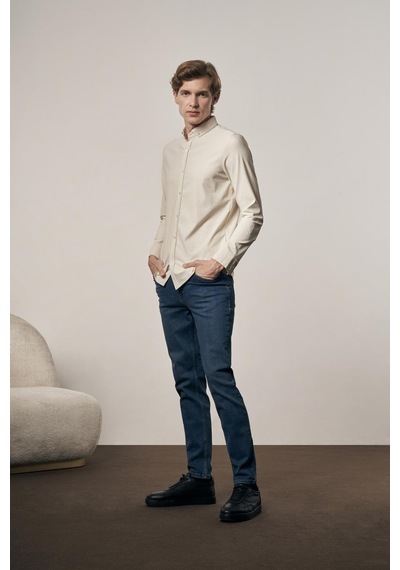 İmza Bej - Beyaz Smart Düğmeli Yaka Uzun Kol Cepsiz Slim Fit Casual Gömlek 1004255165 Bej - Beyaz İmza Bej - Beyaz Smart Düğmeli Yaka Uzun Kol Cepsiz Slim Fit Casual Gömlek 1004255165 Bej - Beyaz
