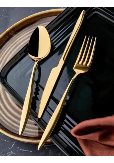 Çatal Kaşık Bıçak Seti 36 Parça Vizyon Gold Servis Takımı