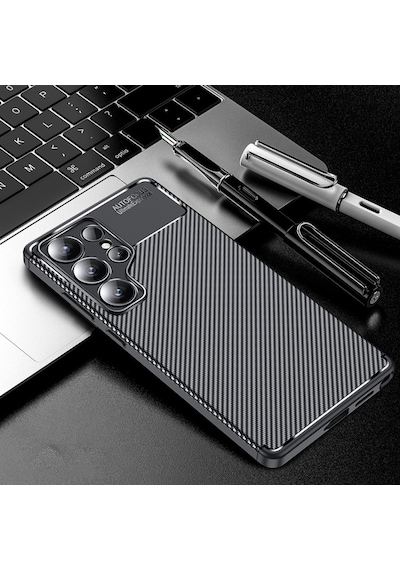 Samsung Galaxy S25 Ultra Uyumlu Kılıf Karbon Tasarım Kamera Korumalı Silikon Telefon Kılıfı Kapak