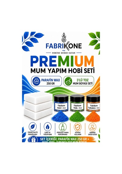 Premium Mum Yapım Hobi Seti - Parafin Wax 250 Gr - 3'lü Toz Mum Boyası Seti - Mavi, Yeşil, Turuncu Bkfabpw2503myt Karışık