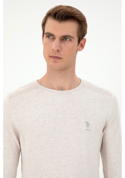 U.S. Polo Assn. Erkek Slim Fit Bisiklet Yaka Taş Melanj Basic Kazak 50288888-VR225