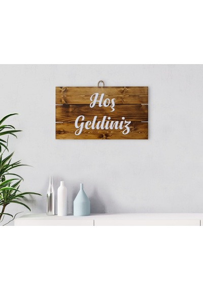 Bk Home Hoş Geldiniz Tasarımlı Ahşap Palet Tablo (487168867)