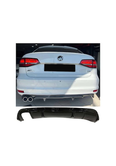 Vw Jetta Mk6 R Difüzör Sol Çift Çıkış Parlak Siyah Difizör 2015 2016 2017 2018 Arka+bodykit+ek