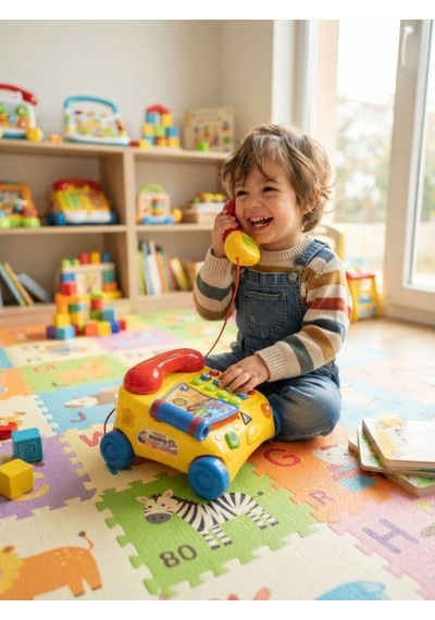TıfılToys Işıklı Ve Sesli Türkçe Eğitici Tekerlekli Ve Çekmeli Hikaye Anlatan Sayı Sayan Oyuncak Telefon