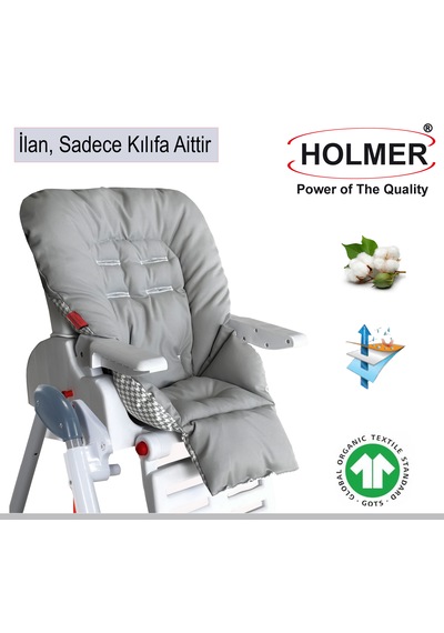 Holmer Leke Tutmaz Organik Mama Sandalyesi Minderi & Kılıfı Max-t Antrasit Gri