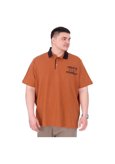 Mode Xl Büyük Beden Erkek T-shirt Polo Yaka Yourself U25310 Tarçın Kahverengi