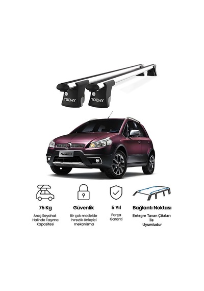 Trio-ı Fiat Sedici 2006-2014 Uyumlu Kilitli Ara Atkı 120cm Port Bagaj Tavan Barı