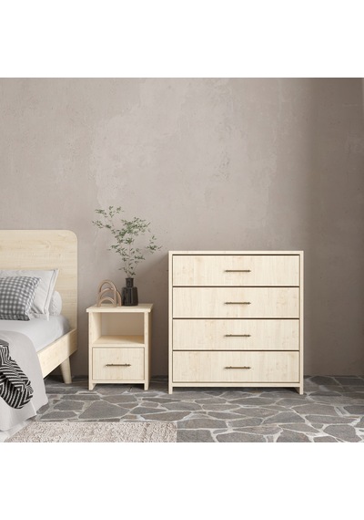 Renazzo Soft Wood 4 Çekmeceli Masif Ahşap Şifonyer Vernik Çam