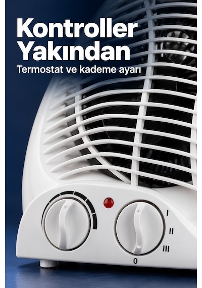 Termostat Ve Kademe Ayarlı Beyaz Fanlı Isıtıcı
