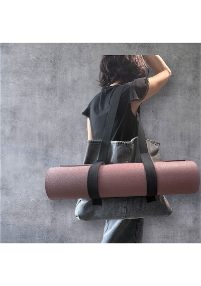 Spor Ve Casual Kullanım İçin Denim Yoga Matı Bölmeli Çanta / El Yapımı & Dayanıklı Antrasit