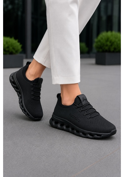 Homiro Unisex Triko Sneaker Hafif Taban Günlük Spor Ayakkabı Siyah-