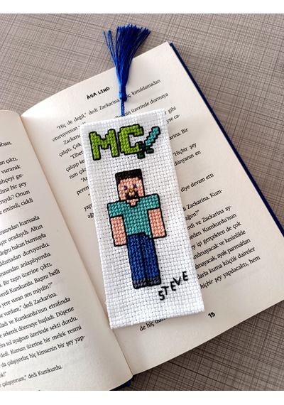 Minecraft Kanaviçe Kitap Ayracı Steve