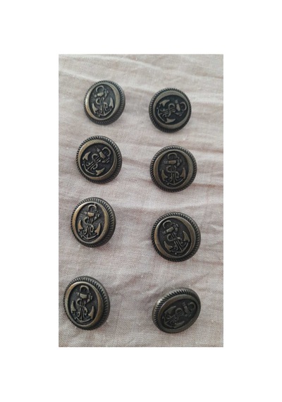 Antık Sarı Metal Düğme 17 Mm 8 Adet