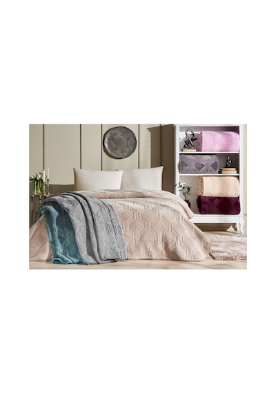Özdilek Trendy Art Deco Tek Kişilik Battaniye Moonlight Bej 155x220 Çok Renkli