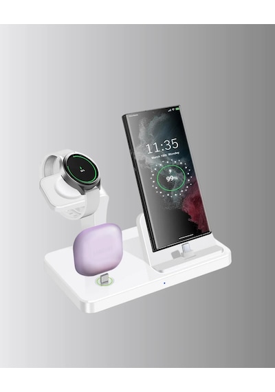 Kablosuz Şarj İstasyonu 4 Ü 1 Arada İphone Watch Ve Airpods Uyumlu Beyaz 72742552