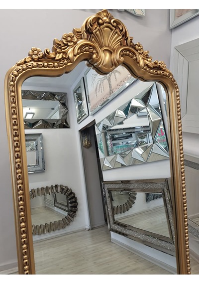 Ayna Denizi Princess Gold Model Altın Renk Dekoratif Ayaklı Boy Aynası Altın